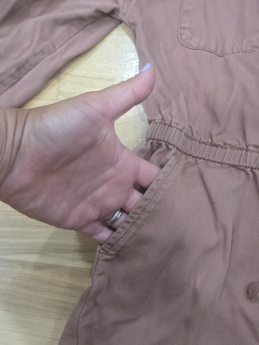 Kids Old Navy Tan Long-Sleeve Utility Jumpsuit - Picture 5 of 6